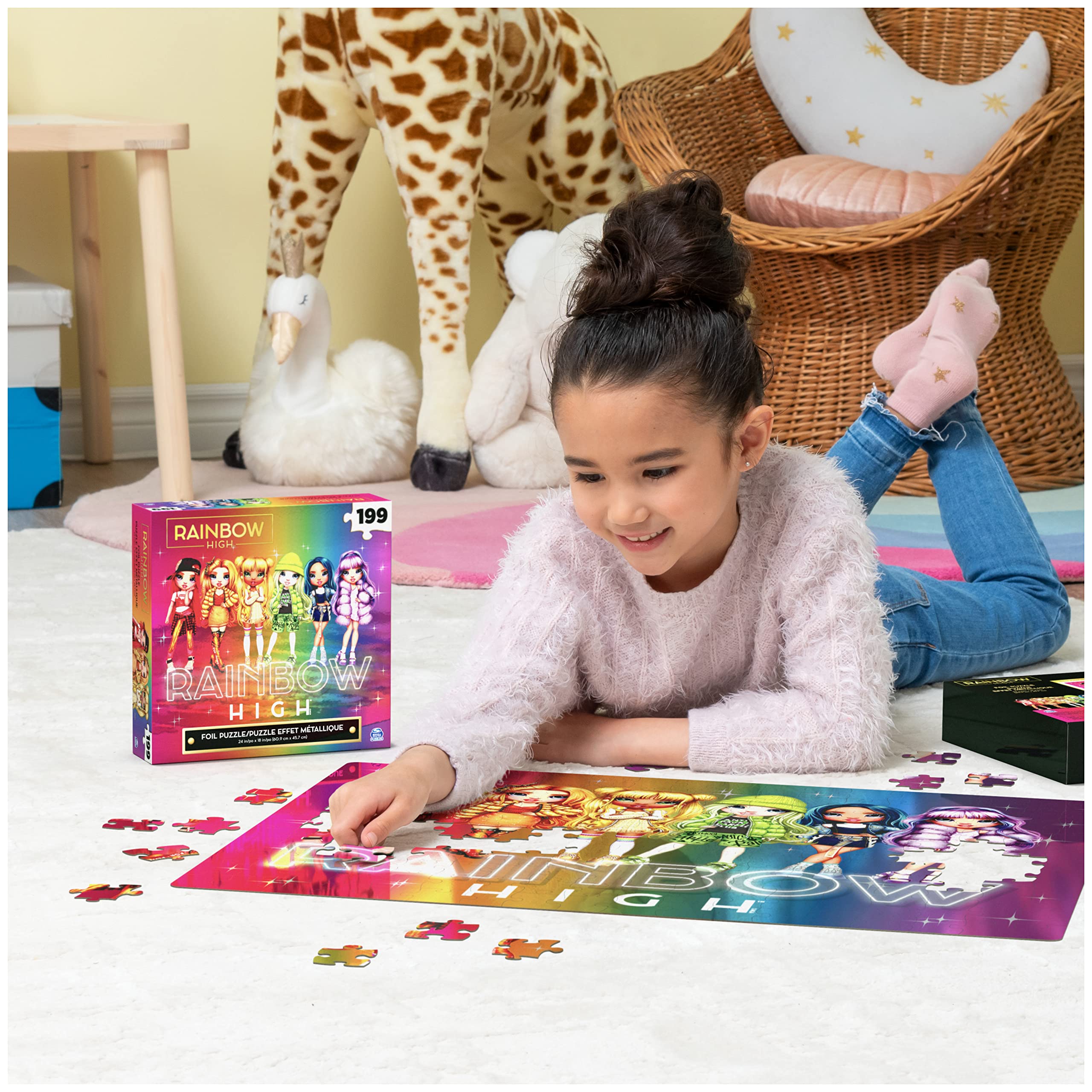 Rainbow High, Foil Jigsaw Puzzle 199-Piece Reflective Abstract Metallic Effect Featuring The Fashionable Dolls, for Kids Ages 8 and up