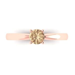 Clara Pucci 0.50 ct Round Cut Solitaire Stunning Yellow Moissanite Bridal Designer Anniversary Engagement Ring in 14k Rose Gold SZ 10