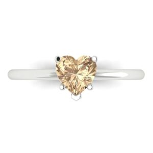 clara pucci 1.0 ct heart cut solitaire stunning yellow moissanite bridal wedding anniversary engagement ring 14k white gold sz 10.5