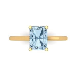 Clara Pucci 2.0 ct Emerald Cut Solitaire Natural Swiss Blue Topaz Bridal Designer Anniversary Engagement Ring 14k Yellow Gold 10.25