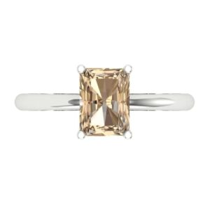 Clara Pucci 1.75ct Radiant Cut Solitaire Stunning Yellow Moissanite Bridal Designer Anniversary Engagement Ring 14k White Gold SZ 4.5