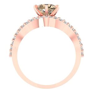 Clara Pucci 1.5 carat Round Shape Halo Solitaire Yellow Moissanite Wedding Anniversary Bridal Engagement Ring Band set 14k Rose Gold 3.5