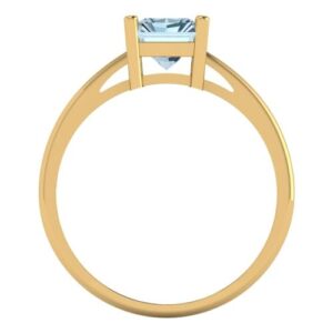 Clara Pucci 2.0 ct Emerald Cut Solitaire Natural Swiss Blue Topaz Bridal Designer Anniversary Engagement Ring 14k Yellow Gold 10.25