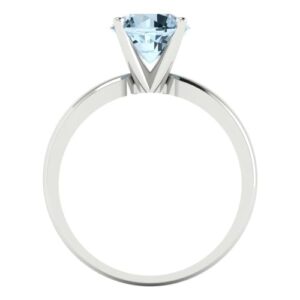 Clara Pucci 1.50 ct Round Cut Solitaire Natural Swiss Blue Topaz Bridal Designer Anniversary Engagement Ring in 14k White Gold 11