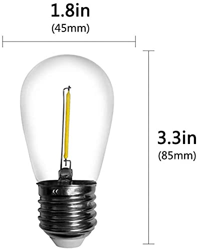 S14 LED Bulb String Light Bulbs Equivalent 7 Watt Daylight White 6000K 0.65W E26 LED Edison Replacement Light Bulbs for Indoor Outdoor String Lights, Clear Plastic, 120V(25-Pack)