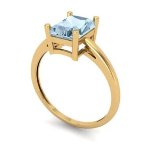 Clara Pucci 2.0 ct Emerald Cut Solitaire Natural Swiss Blue Topaz Bridal Designer Anniversary Engagement Ring 14k Yellow Gold 10.25