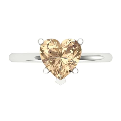 Clara Pucci 2.0 ct Heart Cut Solitaire Stunning Yellow Moissanite Bridal Designer Anniversary Engagement Ring 14k White Gold SZ 10.5