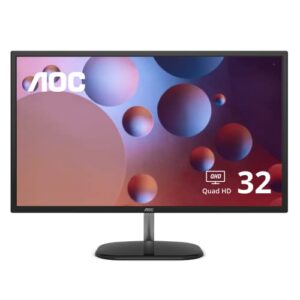 aoc q32v3s 32" 2560x1440 2k qhd monitor, ips panel, 75hz refresh rate for casual gaming, 103% srgb coverage, vesa, hdmi/dp ports,black