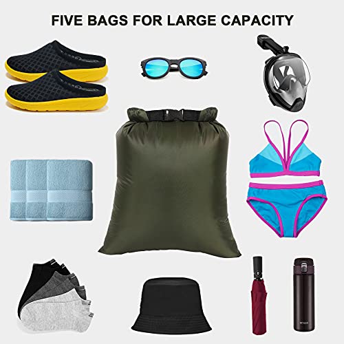 Ucolofun Dry Bags Waterproof Set, 5 Packs Ultralight Waterproof Bags Small Stuff Sack Water Proof Bag Dry Packs, Outdoor Dry Bag Keep Gear Dry for Backpacking Hiking Boating Camping Travel