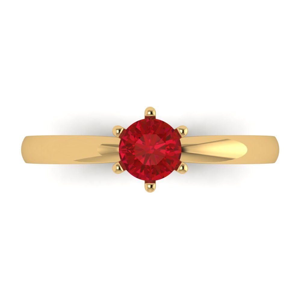 Clara Pucci 0.55 ct Round Cut Solitaire Genuine Pink Tourmaline Stunning Classic Statement Ring in 14k yellow Gold Size 6