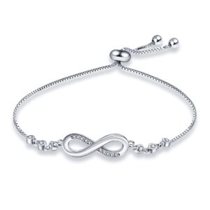 kunsir slider charm cubic zirconia bracelet in 925 sterling silver, mother's day bracelets…