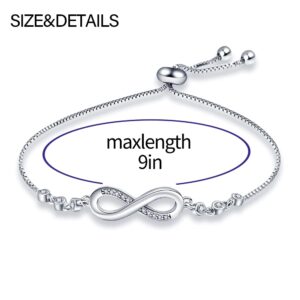 KUNSIR Slider Charm Cubic Zirconia Bracelet in 925 Sterling Silver, Mother's Day Bracelets…