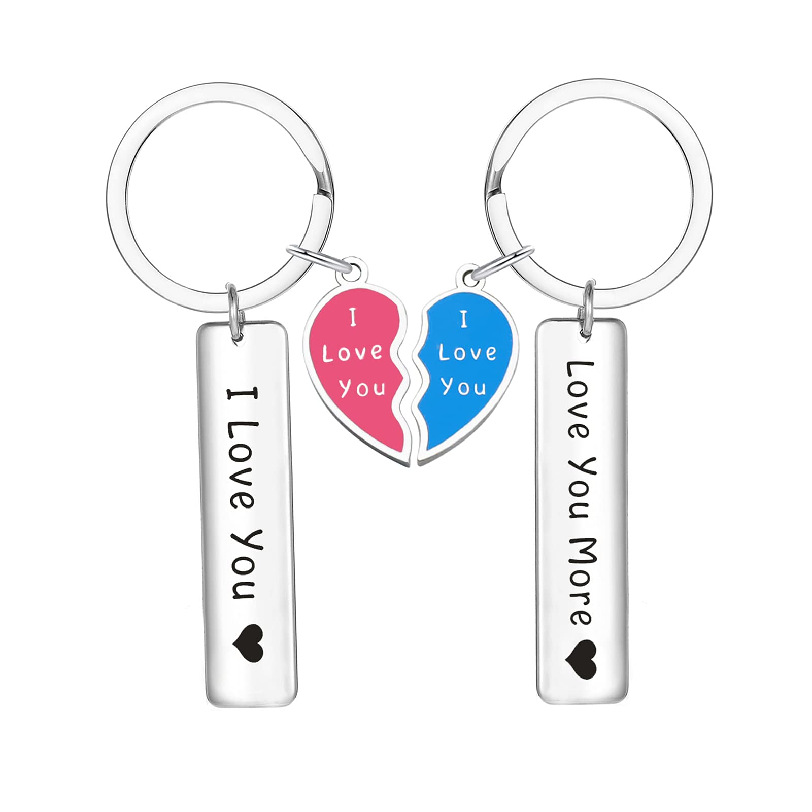 I Love You More Keychain Set Puzzle Piece Keychain Matching Couple Keychain Couples Gifts Birthday Gifts for Lover Boyfriend Girlfriend Husband Wife Gifts (BarKS)