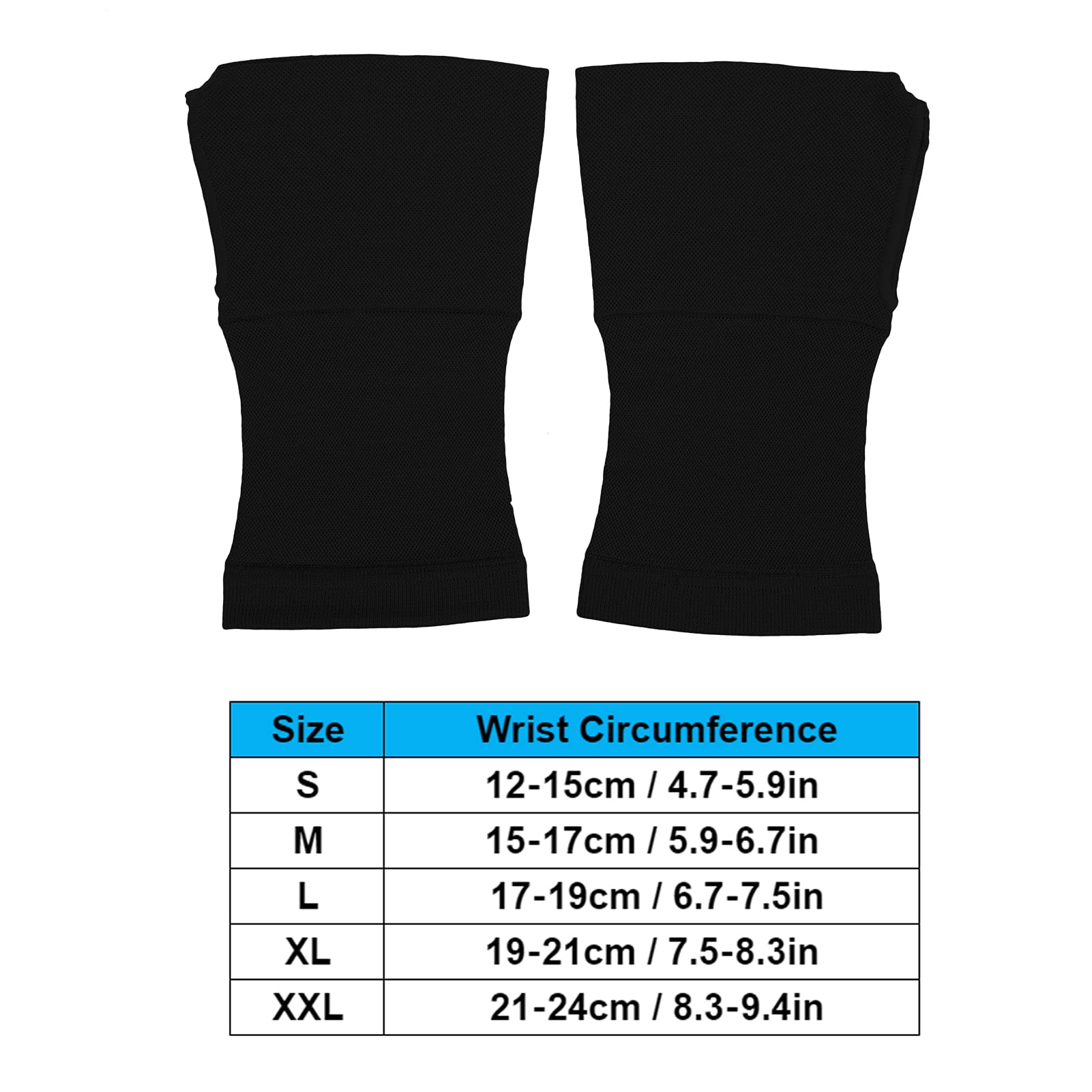 Wrist Support Compression Sleeve Wrist Palm Hand Elastic Brace for Carpal Tunnel, Wrist Pain, Arthritis, Black (1 Pair)(L)