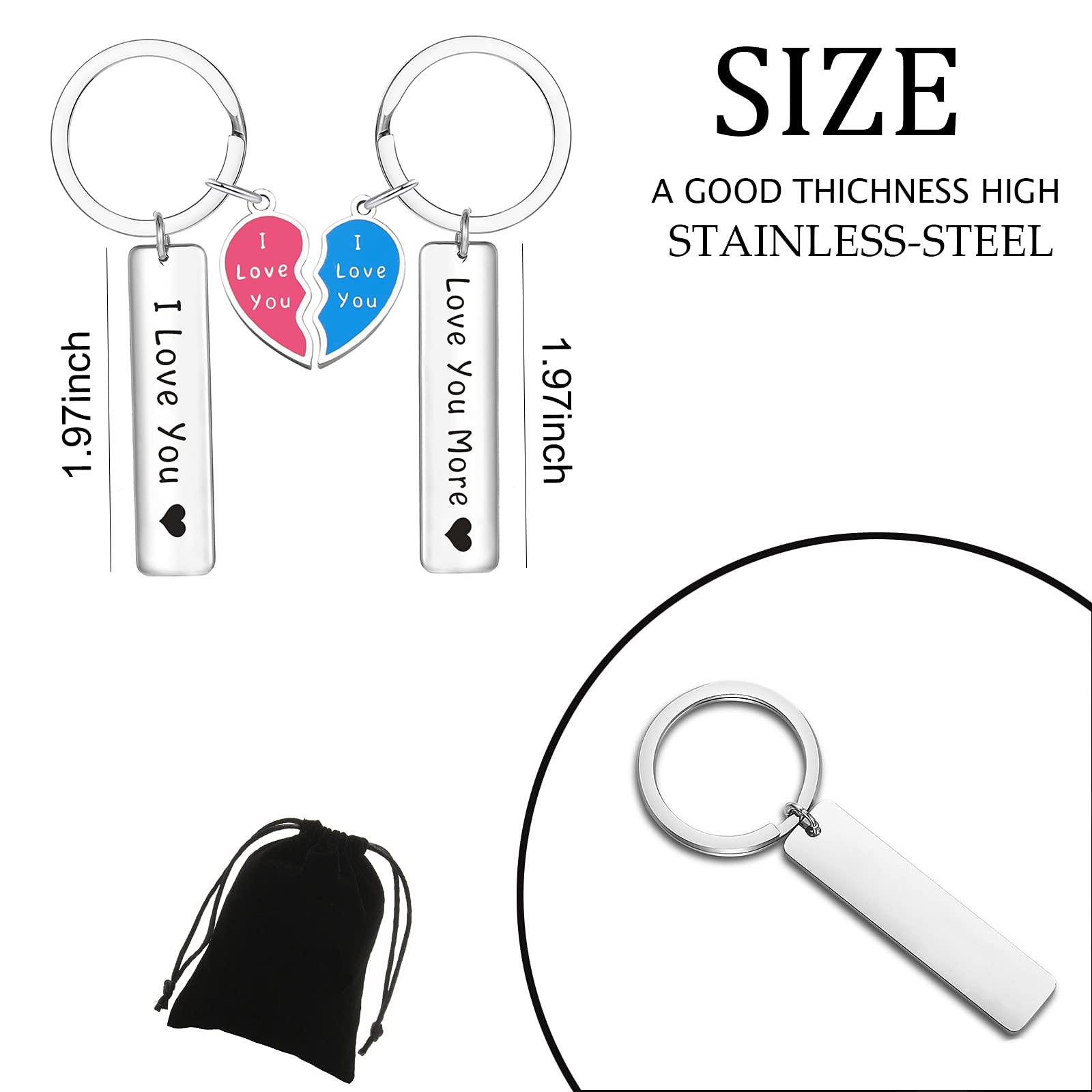 I Love You More Keychain Set Puzzle Piece Keychain Matching Couple Keychain Couples Gifts Birthday Gifts for Lover Boyfriend Girlfriend Husband Wife Gifts (BarKS)