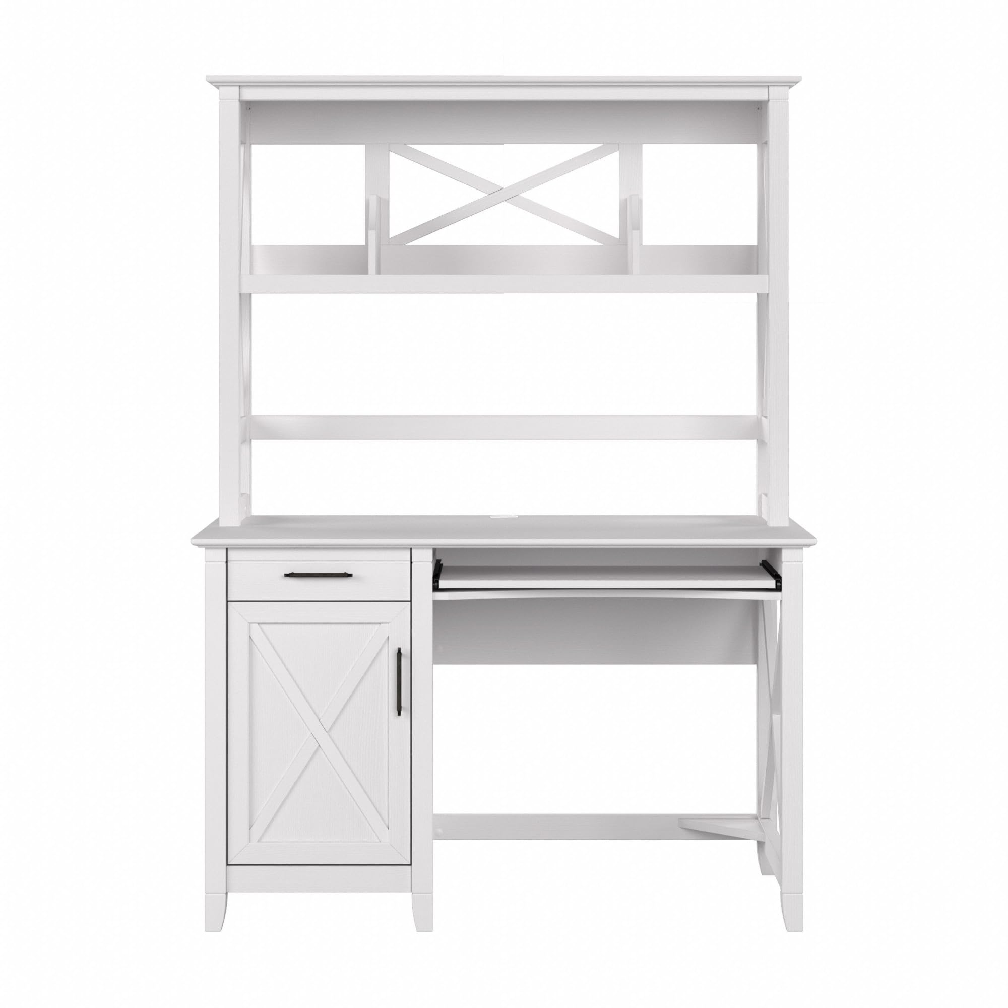 Bush Furniture Key West 48-inch Computer Desk with Hutch, Pure White Oak (KWD248WT-03)