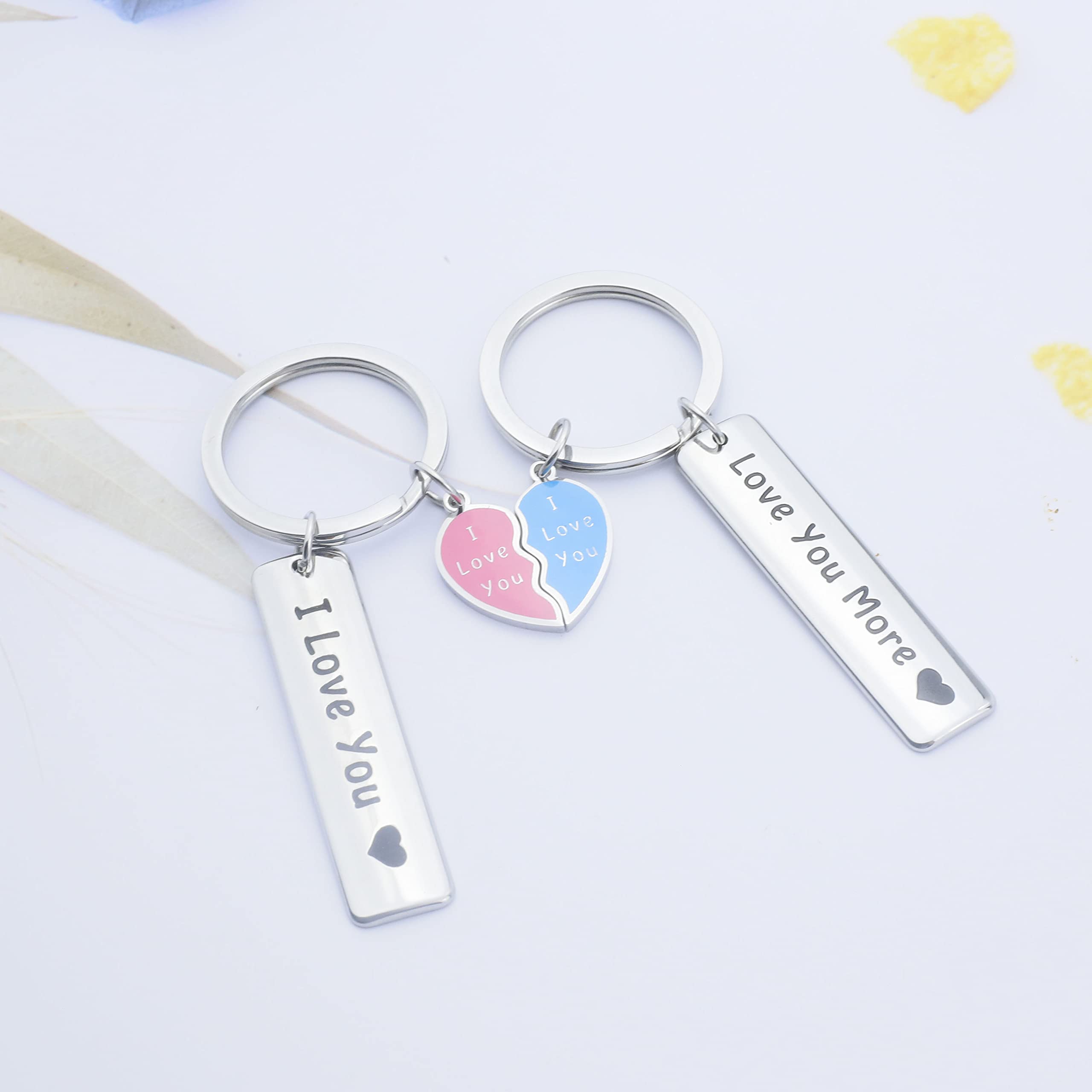 I Love You More Keychain Set Puzzle Piece Keychain Matching Couple Keychain Couples Gifts Birthday Gifts for Lover Boyfriend Girlfriend Husband Wife Gifts (BarKS)