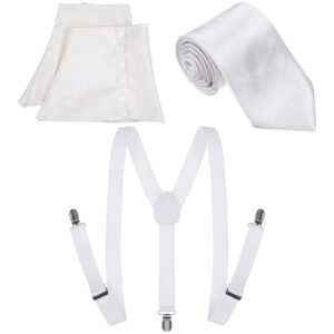 1920s white mens costume accessories set including gangster spats suspenders y-back trouser braces white tie