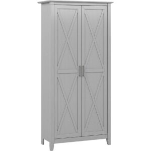 Bush Furniture Key West Tall Storage Cabinet with Doors in Cape Cod Gray