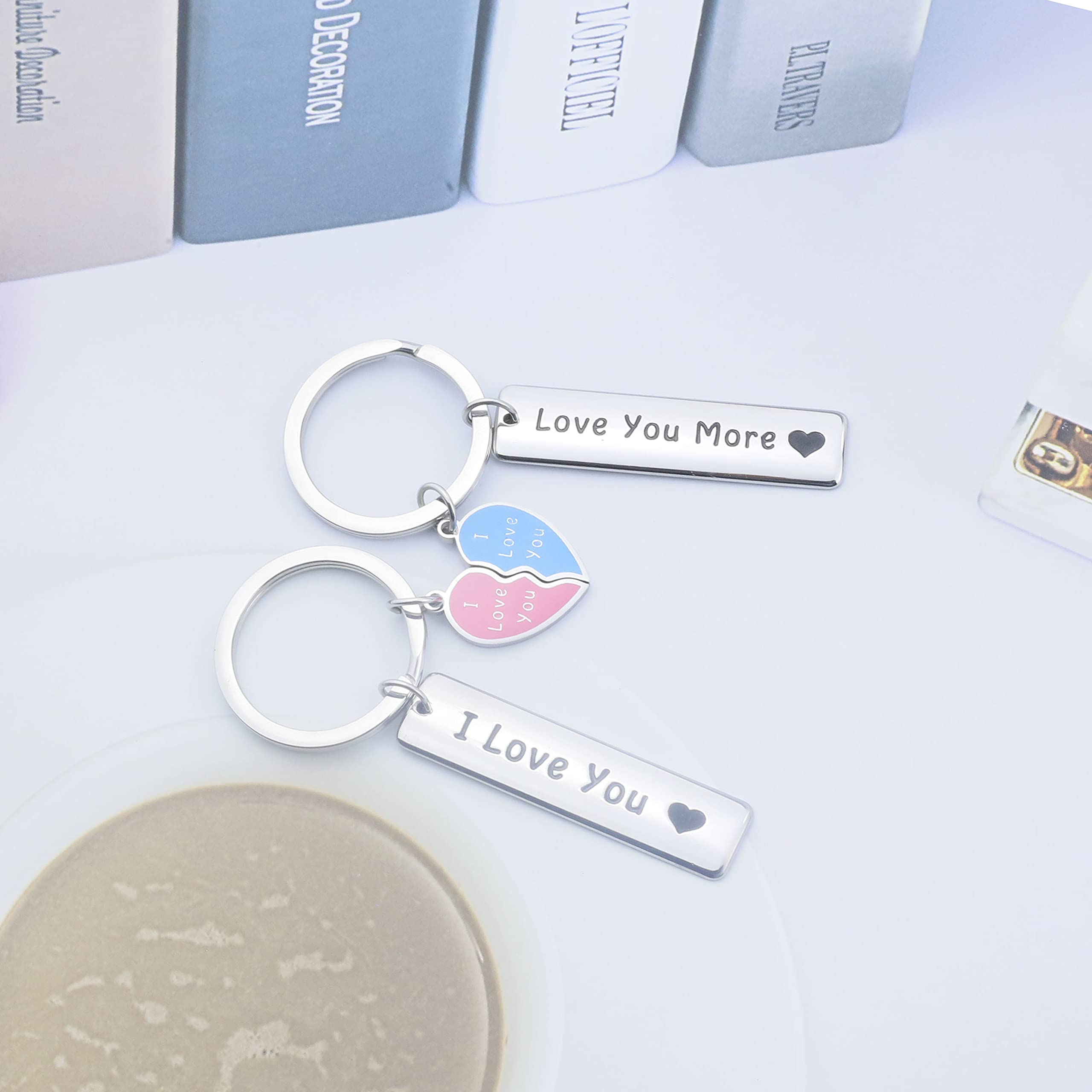 I Love You More Keychain Set Puzzle Piece Keychain Matching Couple Keychain Couples Gifts Birthday Gifts for Lover Boyfriend Girlfriend Husband Wife Gifts (BarKS)