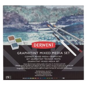 Derwent Graphitint Mixed Media Set, 19 Piece Set, Graphitint Paint, Pencils & Waterbrush (2305949)