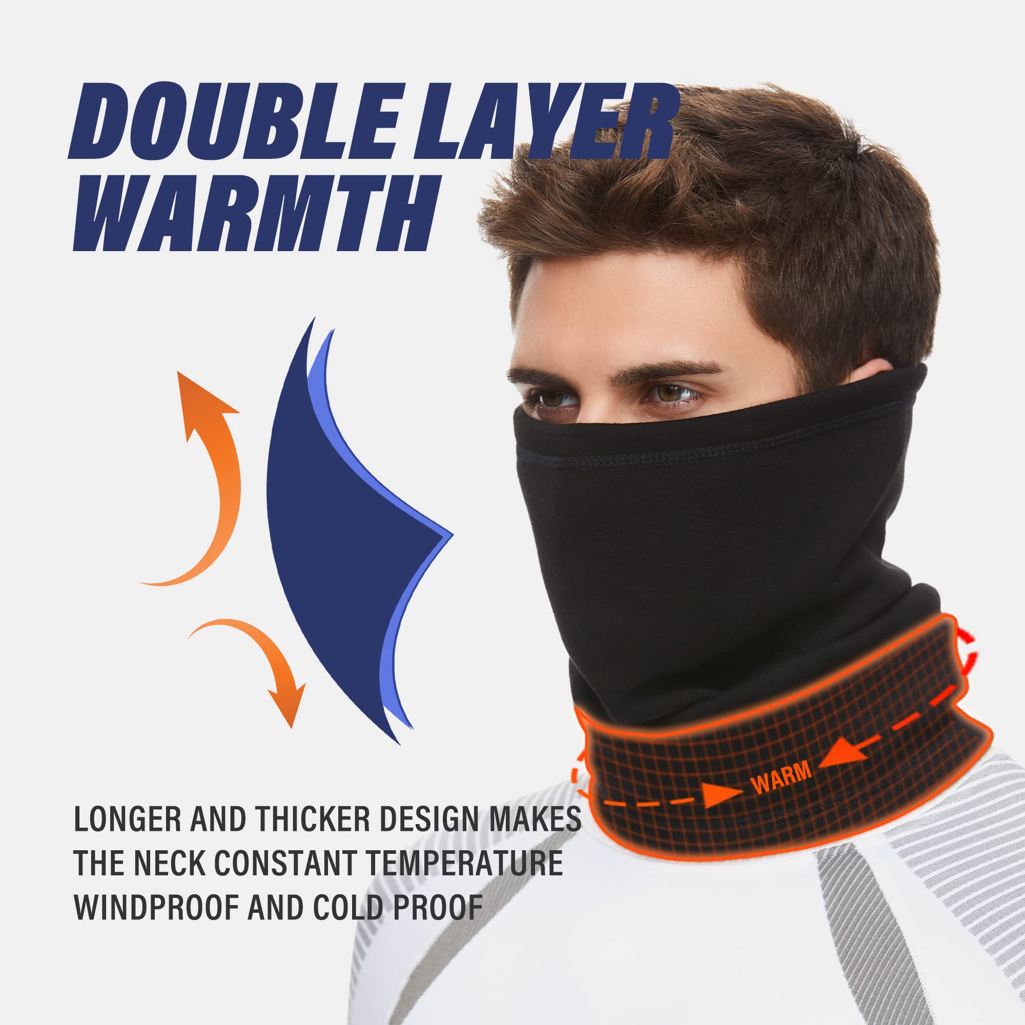 SUNMECI Neck Gaiter Warmer Ski Scarf Windproof Mask - Thick Fleece Neck Warmer Cold Weather Face Mask