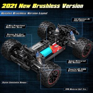 HAIBOXING 1/18 Scale Brushless Fast RC Cars 18859A, 4WD Off-Road Remote Control Trucks 48 KM/H Speed for Adults and Kids Boys, All Terrain Truck Toys Gifts with Extra Shell and Battery 40+ min Play