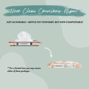 The Honest Company Clean Conscious Unscented Wipes | Over 99% Water, Compostable, Plant-Based, Baby Wipes | Hypoallergenic for Sensitive Skin, EWG Verified | Terrazzo, 36 Count