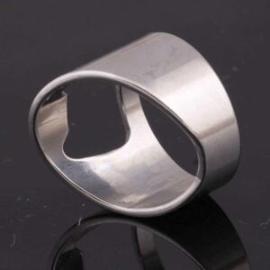 JAJAFOOK 316L Stainless Steel Beer Bar Tool Creative Versatile Bottle Opener Ring for Party Ring，Silver 12