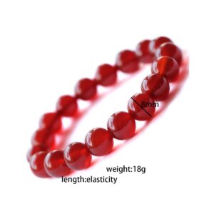 My Own Tong 2 Pcs Carnelian Crystal Bracelet Natural Healing Gemstone Bracelet, Anxiety Stress Relief Jewelry ,8mm Semi Precious Stone Bracelets for Men Women (Red-2pcs)