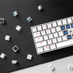 FANTECH MAXFIT61 RGB Wired 60% Mechanical Keyboard, 61 Keys Hot Swappable Type-C Programmable Gaming Keyboard, Outemu Blue Switch, White