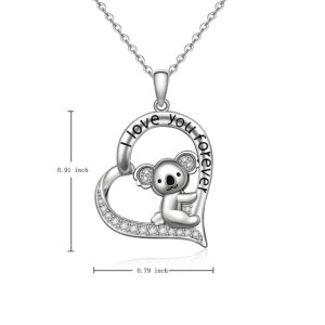 LOVGIFSET Sterling Silver Koala Necklace Cute Koala Bear Pendant Necklaces for Women Koala Gifts Bear Jewelry I Love You Forever