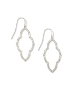 kendra scott abbie small open frame earring in silver-plated brass, fashion jewelry for women, rhodium