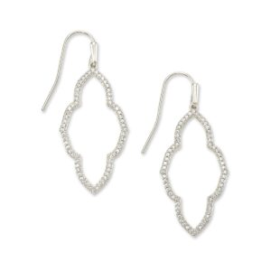 Kendra Scott Abbie Small Open Frame Earring in Silver-Plated Brass, Fashion Jewelry for Women, Rhodium