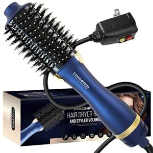 magnifeko round hair dryer brush - hot air blow dryer brush for women for hair drying, styling and volumizing -(blue)