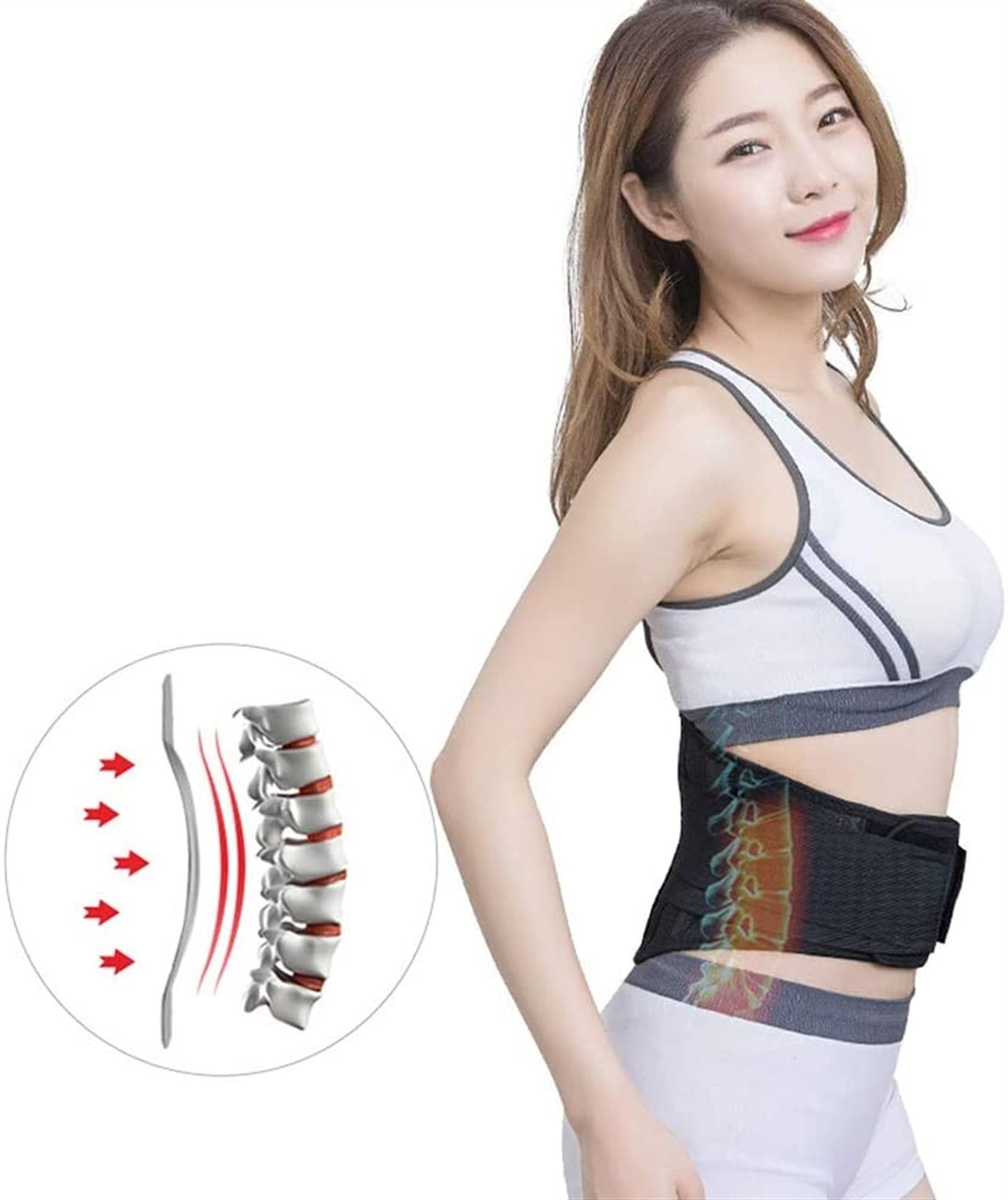 XMSM Lower Back Brace Back Support Belt with Adjustable Straps and Built-in Splints, Lumbar Belt for Pain Relief and Injury Prevention (Size : Medium)