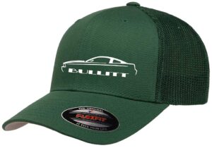 2008 bullitt ford mustang classic outline design flexfit 6511 trucker mesh fitted cap forest