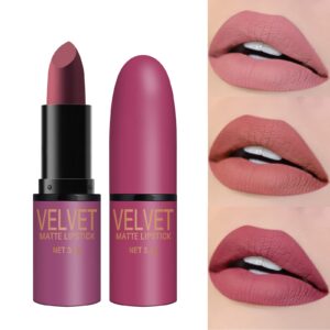 Dulele 6 Colors of Velvet Smooth Matte Lipstick Set, Long Lasting & Waterproof Non-Stick Cup Nude Color Lip Makeup Gift Set for Girls and Women