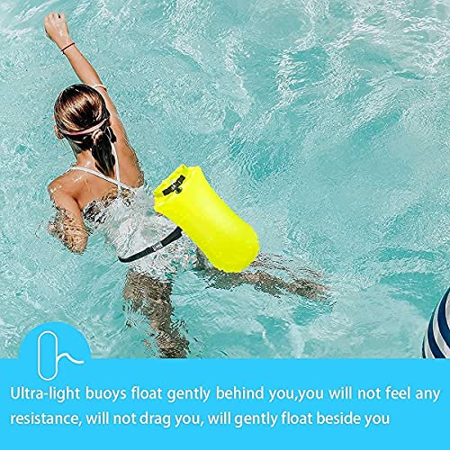 YESHIN 2 Pack 20L Waterproof Swim Bouy with Storage Space Inflatable Dry Bag Bright Color Swim Safety Float for Open Water Swimmers, Triathletes, Kayakers and Snorkelers with Swim Cap