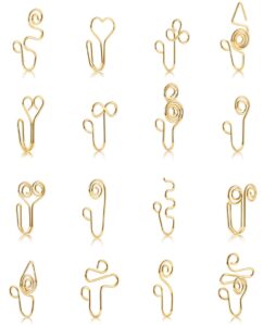 revolia 16pcs stainless steel african nose cuff faux nose rings for women non piercing fake nose ring set g