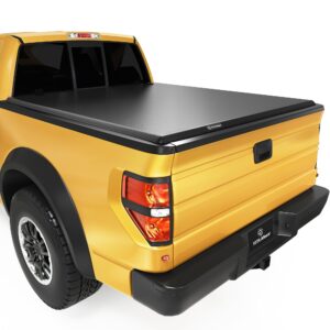 yitamotor soft quad fold truck bed tonneau cover compatible with 2009-2014 ford f150 f-150, styleside 6.5 ft bed