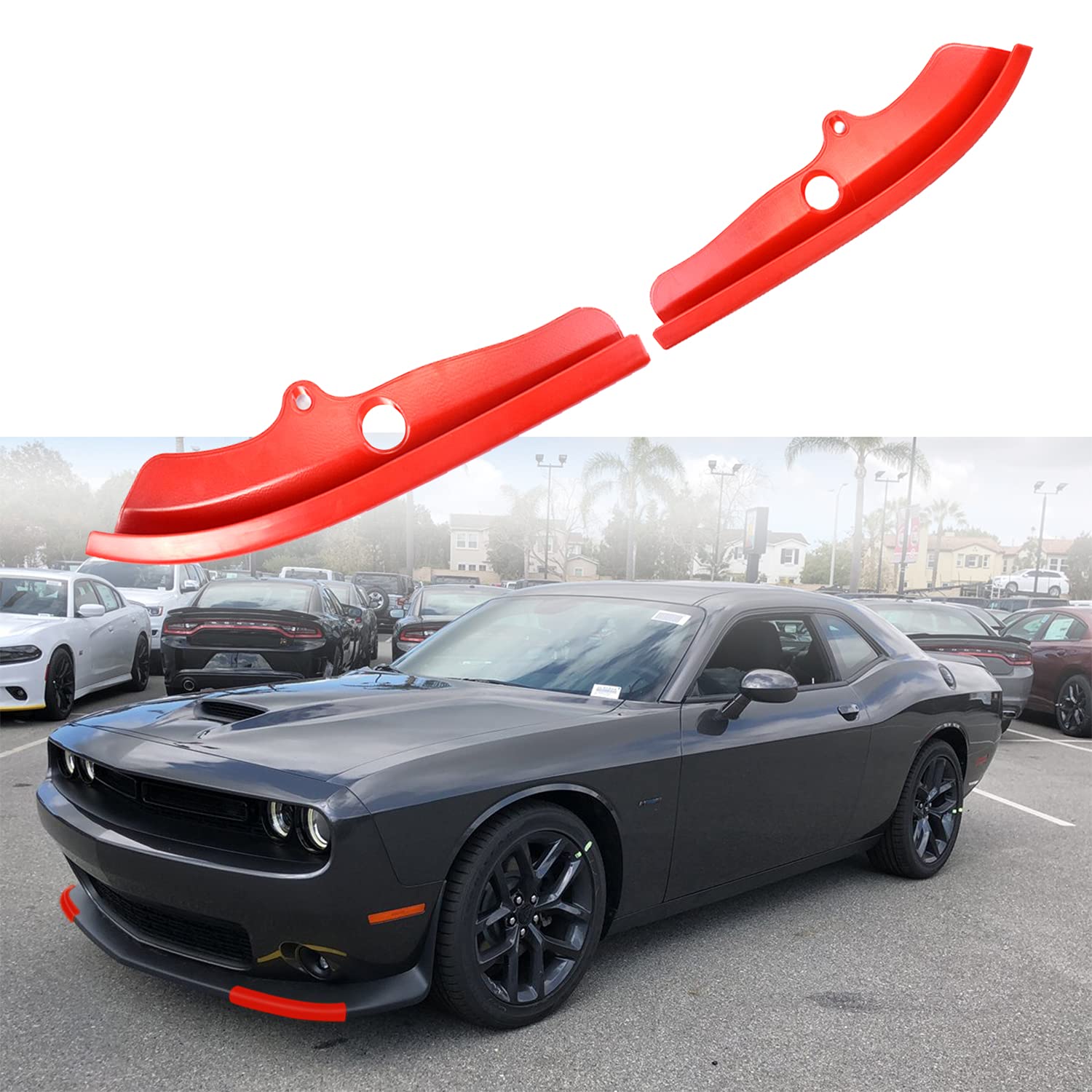 Front Bumper Lip Compatible with 2015-2021 Dodge Challenger R/T Scat Pack 2019-2021 R/T GT Red Not for SXT Widebody