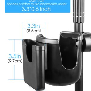 Mr.Power Mic Stand Cup Holder with Phone Holder, Universal 2-in-1 Bottle Holder for Music Stand, Boom