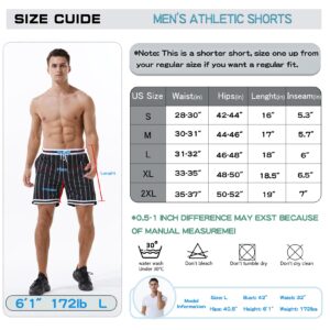 HEALONG Basketball Athletic Shorts Men - Mesh Gym Sports Workout Training Drawstring Retro Casual Fashion Short with Pockets