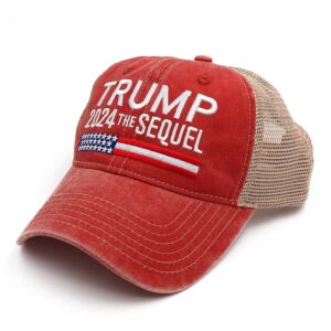 NDLBS Trump 2024 The Sequel Hat Campaign Rally Embroidered US Trump 2024 MAGA Hat Adjustable Baseball Trucker Cap