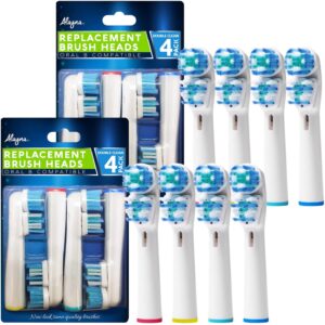 Replacement Brush Heads Compatible with OralB Braun- Best Double Clean, Pack of 8 Electric Toothbrush Replacement Heads- for Oral B Pro, 1000, 8000, 9000, Adults, Kids, Vitality, Dual Plus!