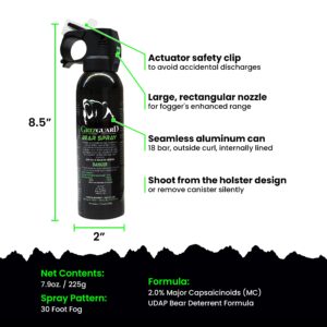 Griz Guard Bear Spray & Griz Guard Holster - Strongest Formula Allowed by EPA (7.9 oz)