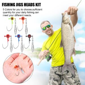 50 Pieces Crappie Jig Heads Kit, Fishing Jig Head Hook Fishing Lure Jig Head with Eye Ball 1/16 OZ Head Jig Hook Lure with Spinner Blade Outdoor Fishing Tackle for Saltwater Freshwater Fishing