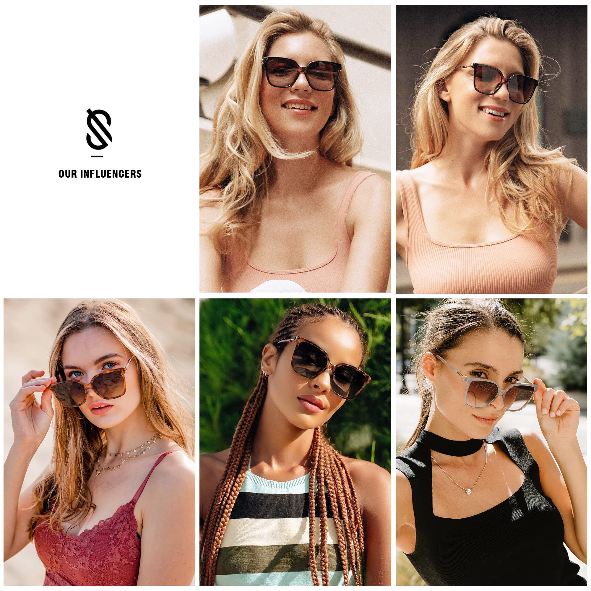 SOJOS Trendy Square Sunglasses for Women Fashion UV Protection Lens Womens Sunnies Sunglasses SJ2196 with Dark Tortoise Frame/Brown Grading Lens