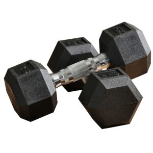 soozier 2 x 15lbs hex dumbbell set of 2, rubber weights exercise fitness dumbbell with non-slip handles, anti-roll, for women or men home gym workout